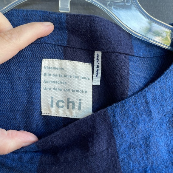 Ichi antiquities blue stripe oversized dress OSFM lagenlook Japan linen 1J - Picture 4 of 5
